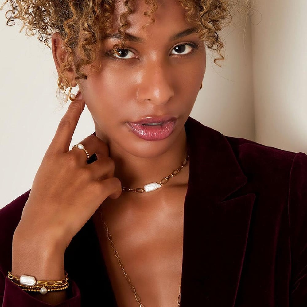 Necklace small chain with a pearl h5Picture3